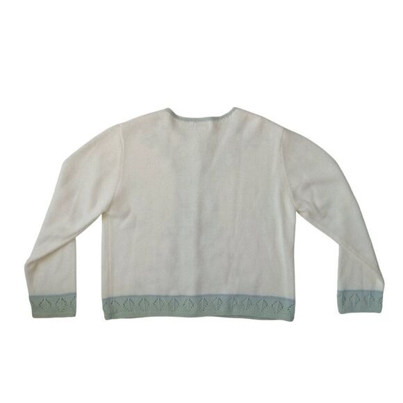 Koret Petites Vintage White and Pastel Embroidered Floral Cardigan Women's Large - Picture 2 of 12